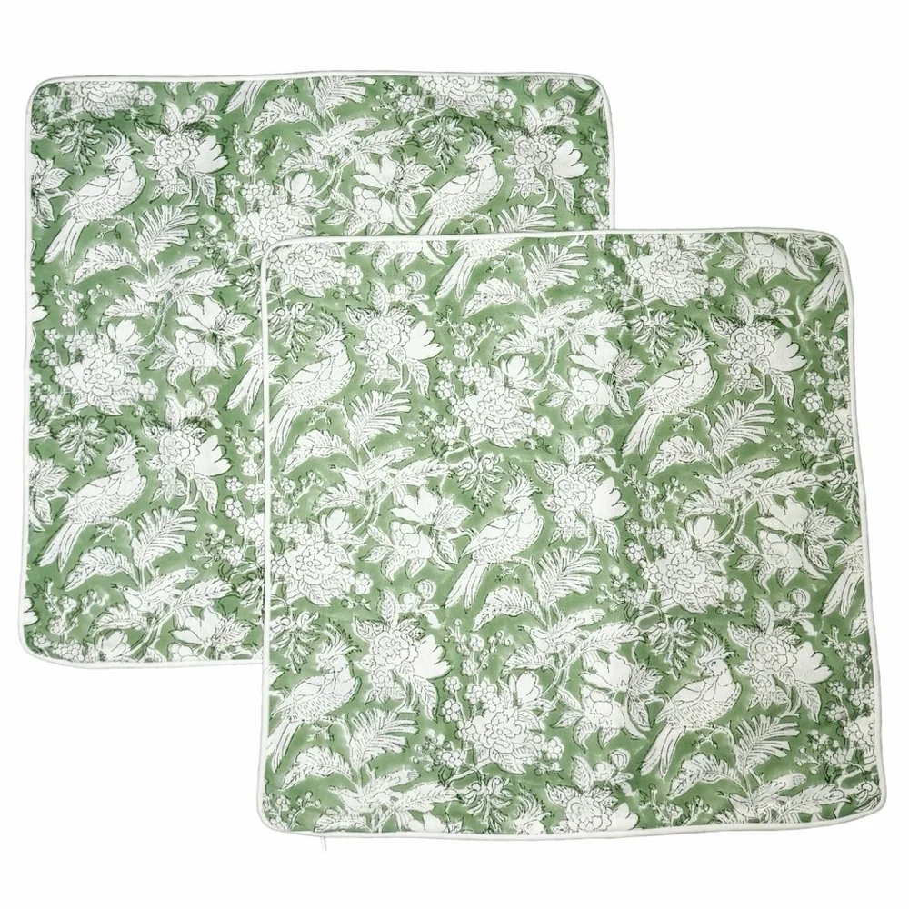 CPC Block Print Set Of 2 18x18 Throw Pillow Covers